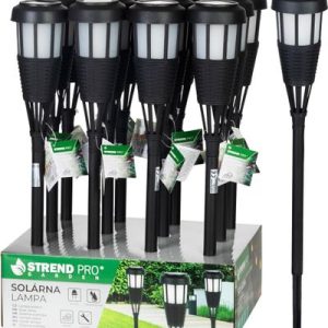 Lampa Strend Pro Garden, fakľa, solárna, čierna, 6x LED, 7,5x51 cm, Sellbox 12 ks