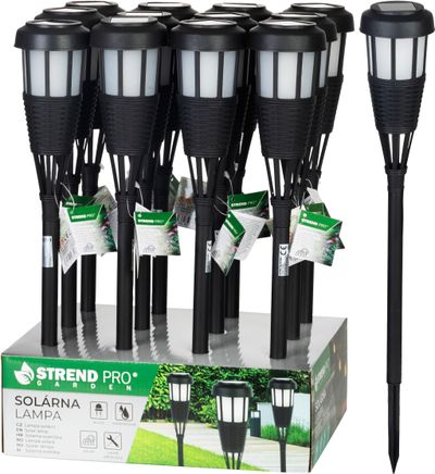 Lampa Strend Pro Garden, fakľa, solárna, čierna, 6x LED, 7,5x51 cm, Sellbox 12 ks
