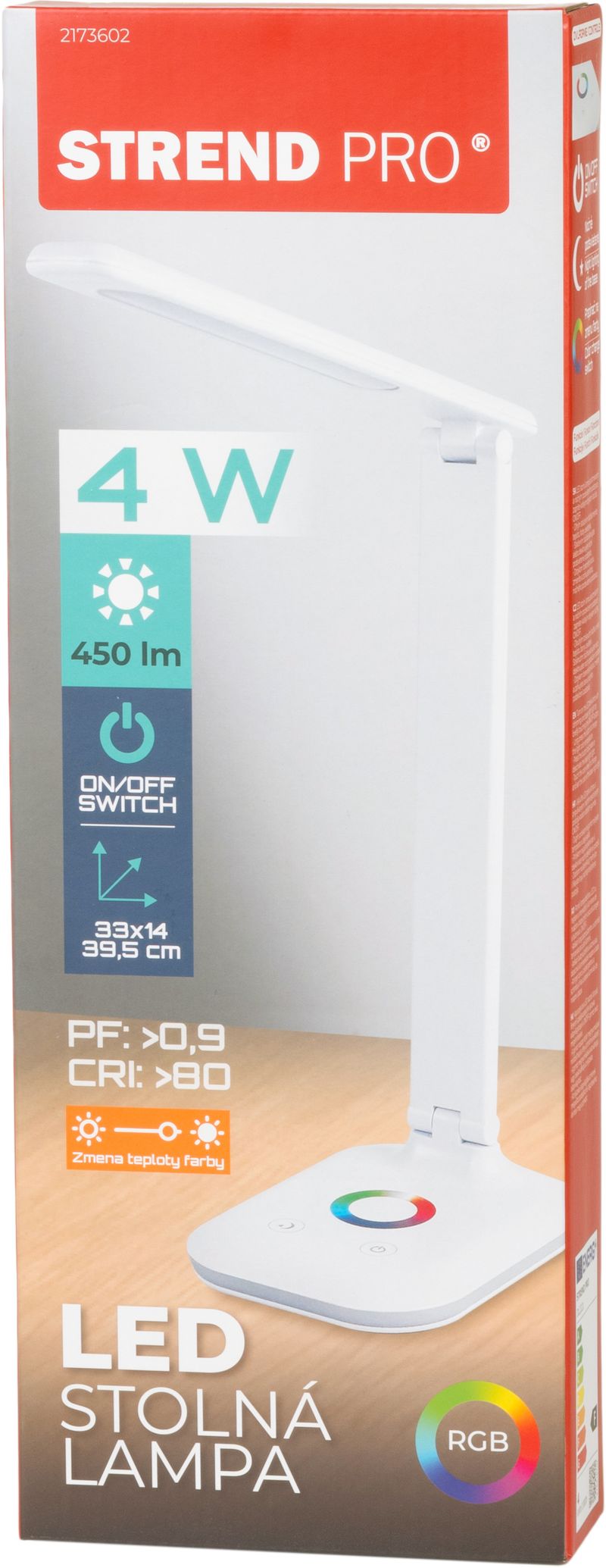 Lampa Strend Pro, stolná, dotykové ovládanie, stmievanie, RGB, podsvietený podstavec, 4 W, biela – Obrázok 3
