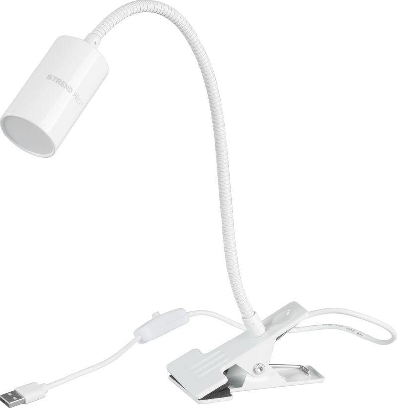 Lampa Strend Pro, stolná, s klipsou na uchytenie, Alu, biela, USB, 41 cm – Obrázok 2