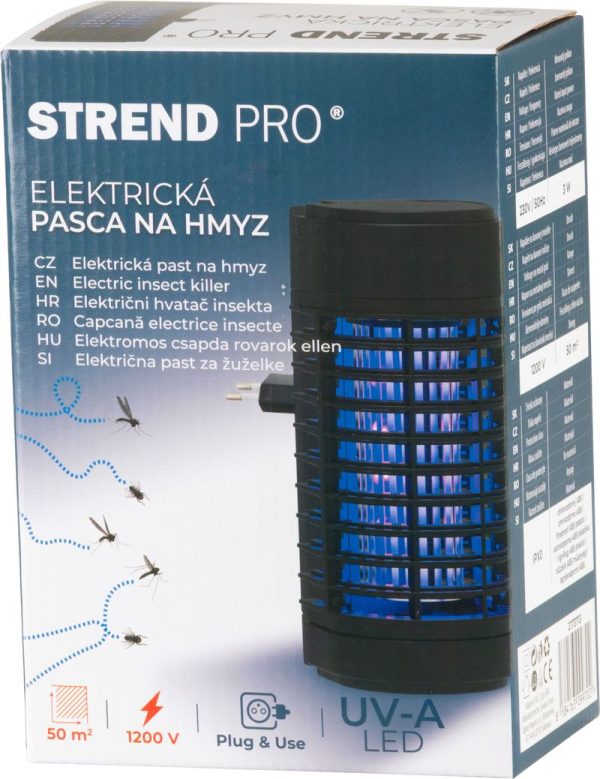 Pasca Strend Pro Laurel, lapač na hmyz a komáre, elektrická, do zásuvky, 4x UV a LED lampa – Obrázok 5