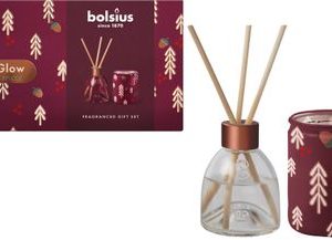 Set Bolsius, Winter Spices, Vianoce, darčekový, sviečka + difúzer, vonný, červený