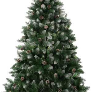 Stromček MagicHome Vianoce Albero, jedľa, zasnežené konce, so šiškami, 150 cm