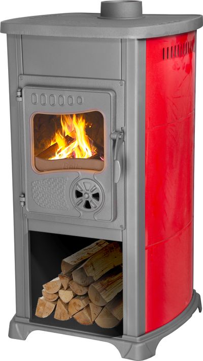 Kachle Bella Thalia, červené, 5,4 kW, 102 cm, liatina/šamot – Obrázok 8