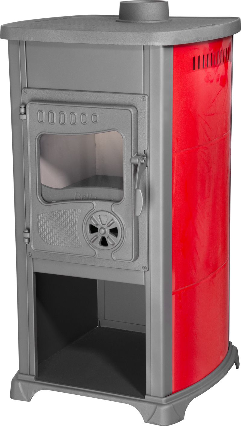 Kachle Bella Thalia, červené, 5,4 kW, 102 cm, liatina/šamot – Obrázok 7