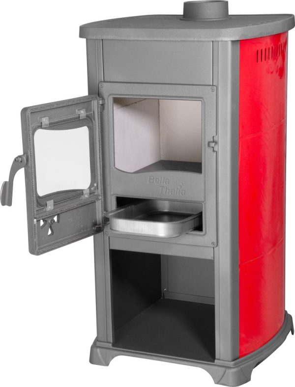 Kachle Bella Thalia, červené, 5,4 kW, 102 cm, liatina/šamot – Obrázok 6