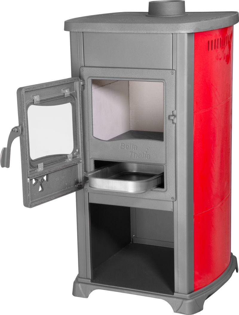 Kachle Bella Thalia, červené, 5,4 kW, 102 cm, liatina/šamot – Obrázok 6