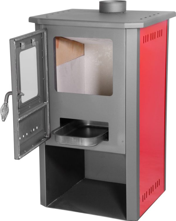 Kachle Thalia Pella, červené, 5,4 kW, 85 cm – Obrázok 6