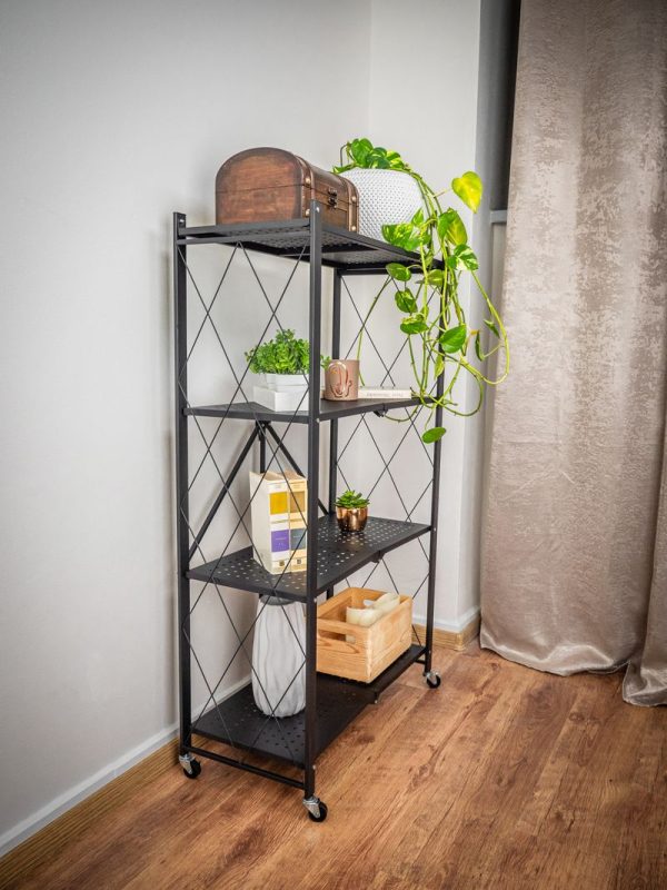 Regál Racks RAW4T, kovový, 4 police, 1270x720x340 mm, max. 50 kg/polica, prenosný, na kolieskach – Obrázok 9