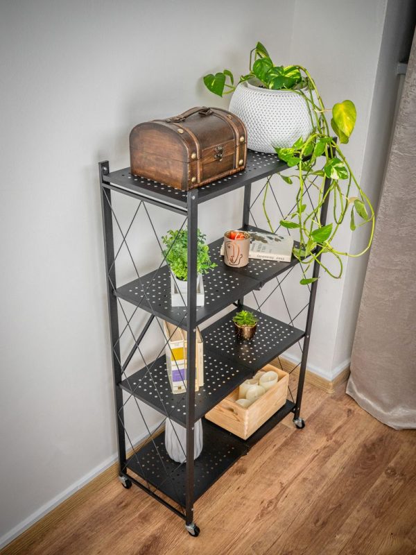Regál Racks RAW4T, kovový, 4 police, 1270x720x340 mm, max. 50 kg/polica, prenosný, na kolieskach – Obrázok 8