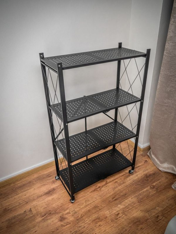 Regál Racks RAW4T, kovový, 4 police, 1270x720x340 mm, max. 50 kg/polica, prenosný, na kolieskach – Obrázok 6