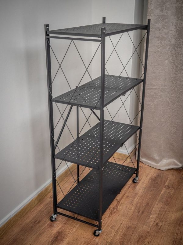 Regál Racks RAW4T, kovový, 4 police, 1270x720x340 mm, max. 50 kg/polica, prenosný, na kolieskach – Obrázok 5