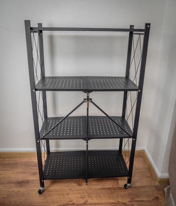 Regál Racks RAW4T, kovový, 4 police, 1270x720x340 mm, max. 50 kg/polica, prenosný, na kolieskach – Obrázok 2