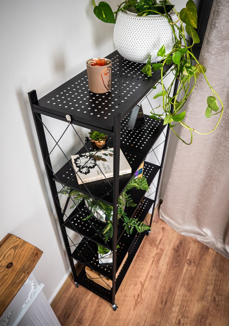 Regál Racks RAW5T, kovový, 5 police, 1630x720x340 mm, max. 50 kg/polica, prenosný, na kolieskach – Obrázok 2