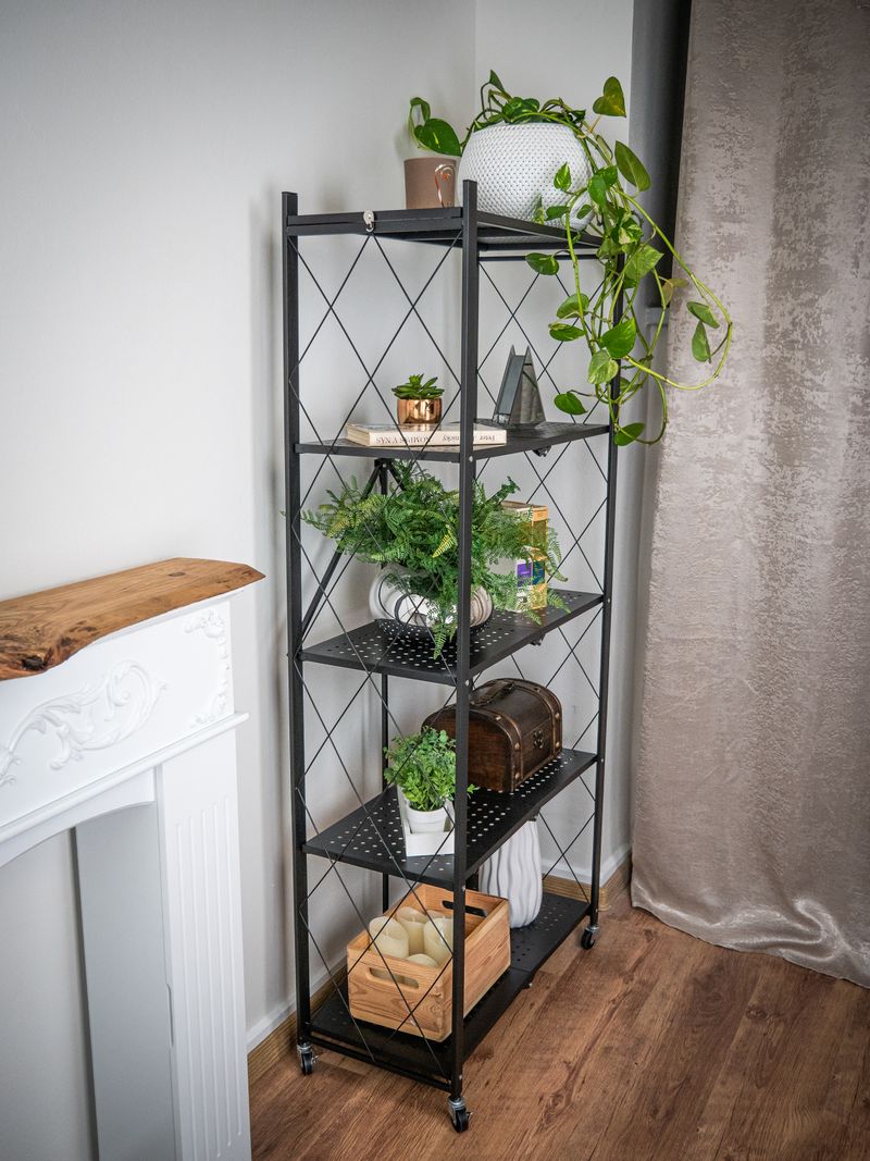 Regál Racks RAW5T, kovový, 5 police, 1630x720x340 mm, max. 50 kg/polica, prenosný, na kolieskach – Obrázok 6