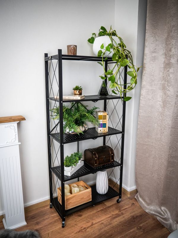 Regál Racks RAW5T, kovový, 5 police, 1630x720x340 mm, max. 50 kg/polica, prenosný, na kolieskach – Obrázok 5