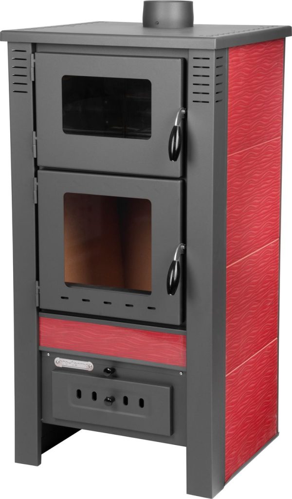 Kachle Pro TAURUS Ceramic, červené, 12 kW, 120 mm, s rúrou na pečenie – Obrázok 7