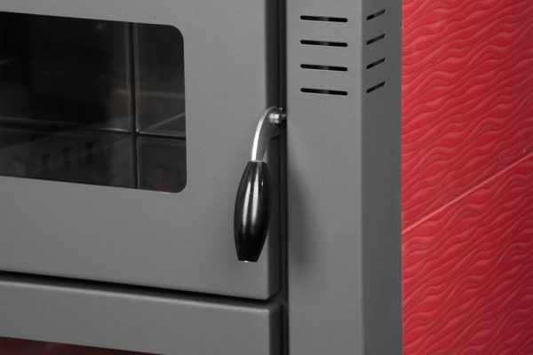 Kachle Pro TAURUS Ceramic, červené, 12 kW, 120 mm, s rúrou na pečenie – Obrázok 5