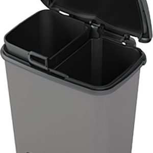 Kôš KIS Compatta recycling, 2x 11 lit., čierny/sivý, 28x38x43 cm, na odpad, s pedálom