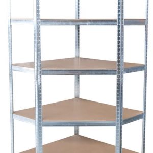 Regál Racks RAT80, do kúta, rohový, kovový, MDF, 5 políc, 180x90x40 cm, max. 150 kg/polica