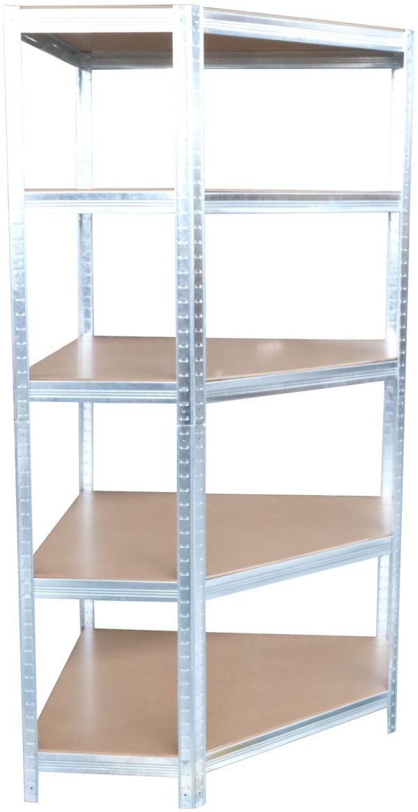 Regál Racks RAT80, do kúta, rohový, kovový, MDF, 5 políc, 180x90x40 cm, max. 150 kg/polica – Obrázok 3