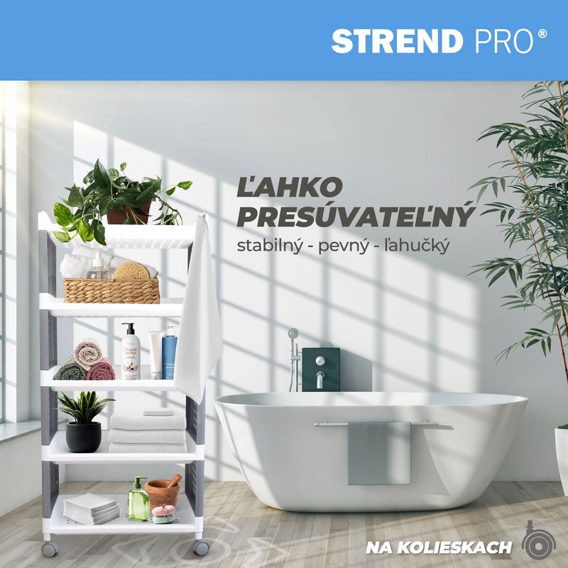 Regál MagicHome Rolly, plastový, 5 políc, 49x29x97 cm, na kolieskach – Obrázok 5