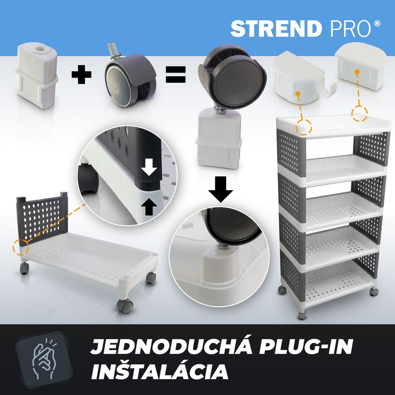 Regál MagicHome Rolly, plastový, 5 políc, 49x29x97 cm, na kolieskach – Obrázok 4