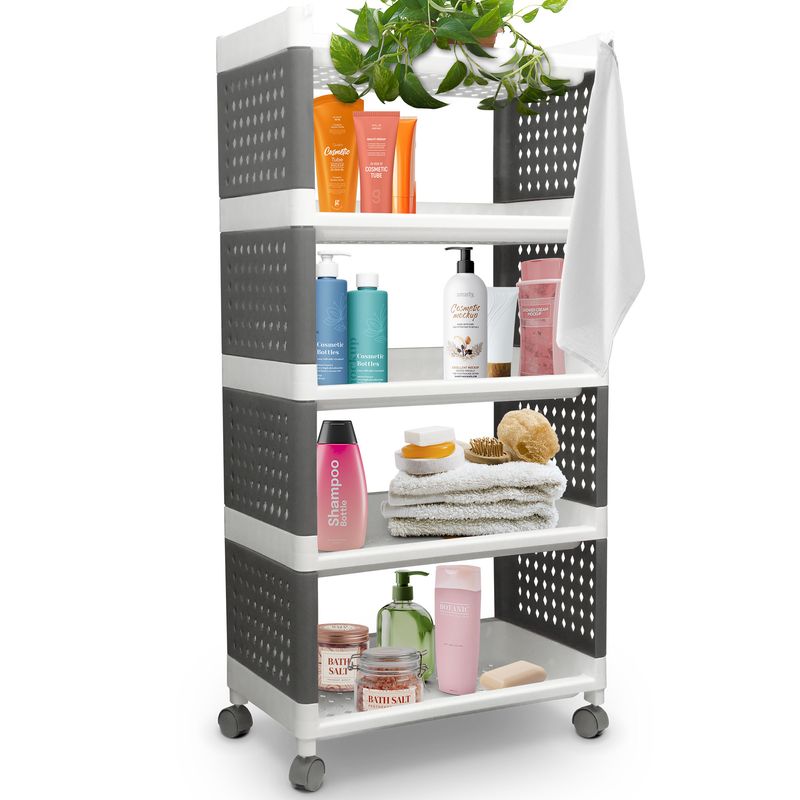 Regál MagicHome Rolly, plastový, 5 políc, 49x29x97 cm, na kolieskach – Obrázok 9