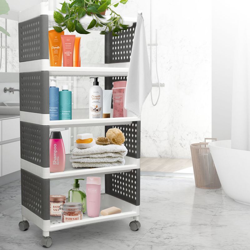 Regál MagicHome Rolly, plastový, 5 políc, 49x29x97 cm, na kolieskach – Obrázok 8