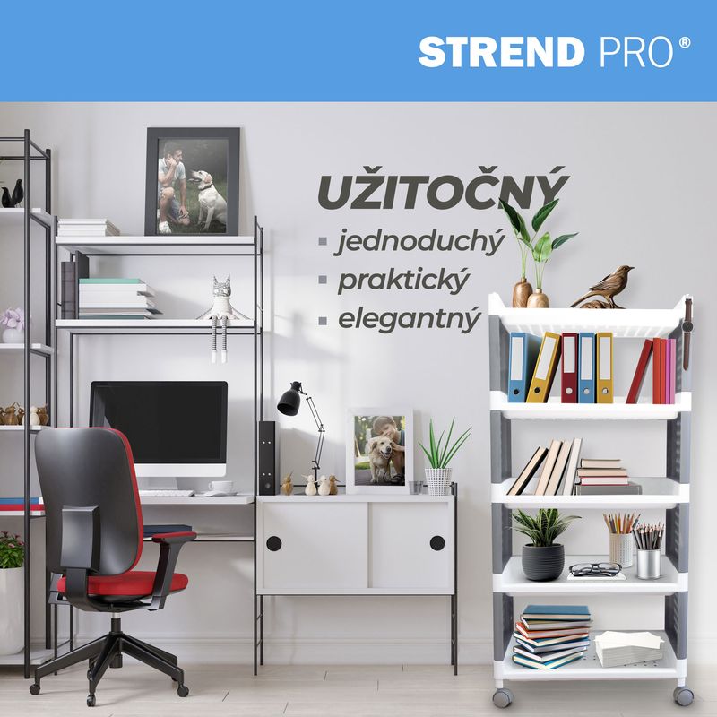 Regál MagicHome Rolly, plastový, 5 políc, 49x29x97 cm, na kolieskach – Obrázok 6