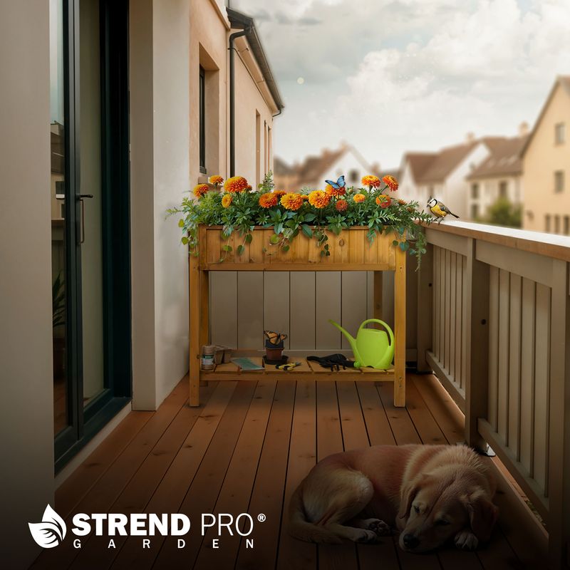 Záhon Strend Pro Garden, 89x33x76 cm, so spodnou policou, drevo, vyvýšený, s nohami – Obrázok 4