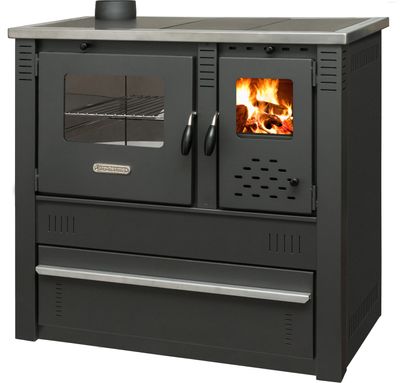 Sporák Pro PANONIA Steel, čierny, ľavý vývod – Obrázok 3