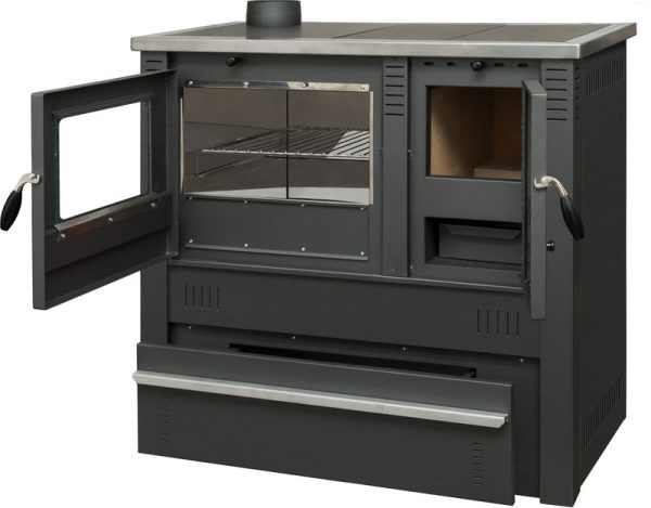 Sporák Pro PANONIA Steel, čierny, ľavý vývod – Obrázok 2