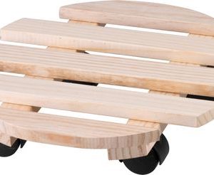 Podstavec Strend Pro, 30x7 cm, pod kvetináč, na kolieskach, posuvný, stojan, max. 50 kg, drevo, okrúhly