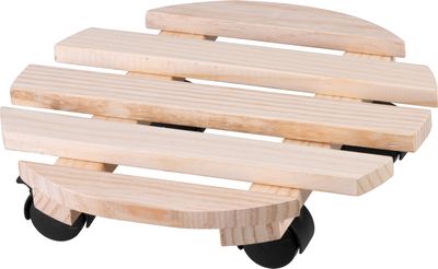 Podstavec Strend Pro, 30x7 cm, pod kvetináč, na kolieskach, posuvný, stojan, max. 50 kg, drevo, okrúhly