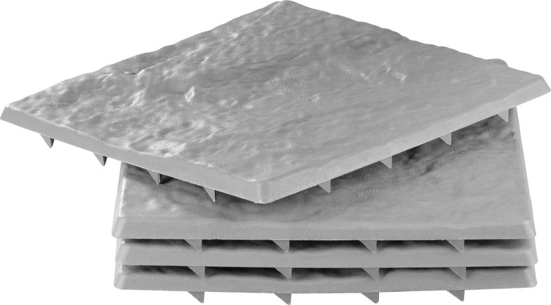 Sada chodníkových dosiek s efektom kameňa, PP, 30x30 cm, plast, farba sivá, bal. 4ks