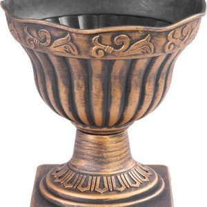 Kvetináč Strend Pro Antik, s podstavcom, 30x30 cm, zlatý, metalický efekt