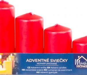 Sviečka MagicHome, vianočná, adventná, červená, 48 mm 60/80/100/120 mm, bal. 4 ks