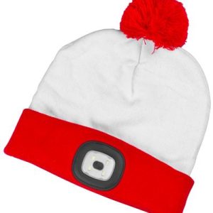 Čiapka Strend Pro X-mas bielo-červená L, 4x SMD LED, USB nabíjanie