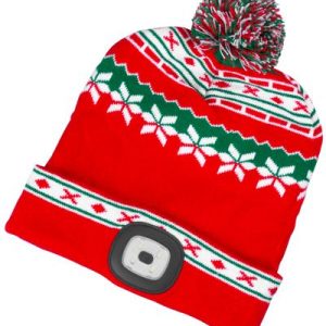 Čiapka Strend Pro X-mas červeno-zelená L, 4x SMD LED, USB nabíjanie