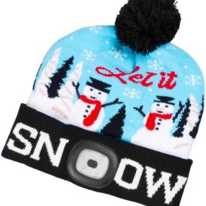 Čiapka Strend Pro X-mas Let it snow modrá L, 4x SMD LED, USB nabíjanie