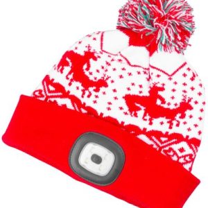 Čiapka Strend Pro X-mas kid červená M, 4x SMD LED, USB nabíjanie