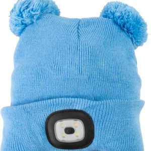 Čiapka Strend Pro kid modrá M, s brmbolcami, 4x SMD LED, USB nabíjanie