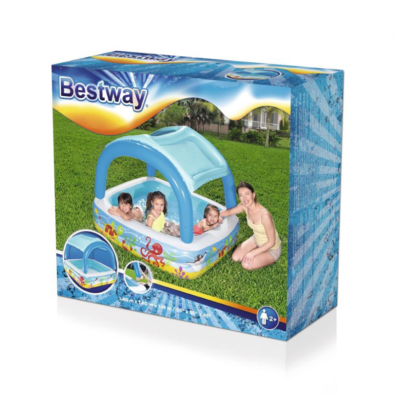 Bazén Bestway® 52192, Coral reef, detský, nafukovací, so strieškou, 147x147x122 cm – Obrázok 2