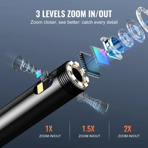 Endoskopická kamera, inšpekčná kamera, 1080P kamera na potrubie, 15 m kábel, 12,7 cm displej – Obrázok 2