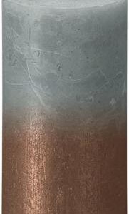 Sviečka Bolsius Rustic, valcová, Vianoce, Sunset Eucalyptus Green + Copper, 130/68 mm