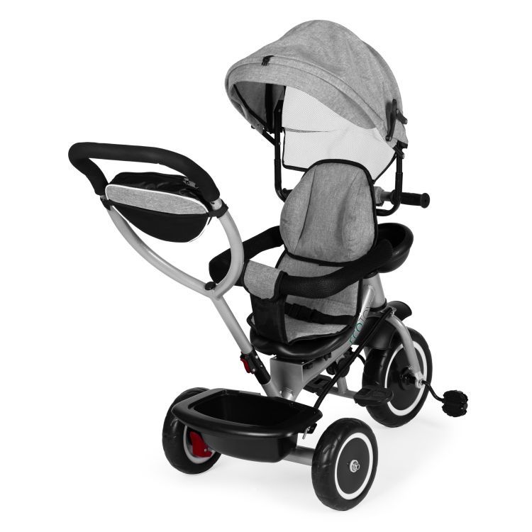 Trojkolkový kočík 2 v 1 s otočným sedadlom a skladacou strieškou, sivý ECOTOYS – Obrázok 7