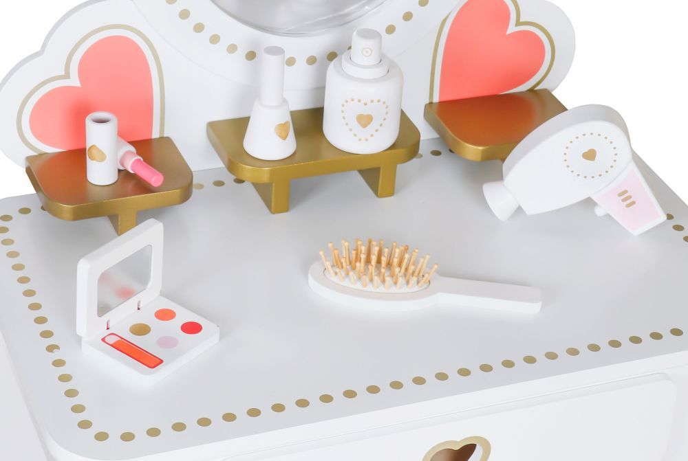 Veľký drevený detský toaletný stolík so zrkadlom pre dievčatá ECOTOYS – Obrázok 6