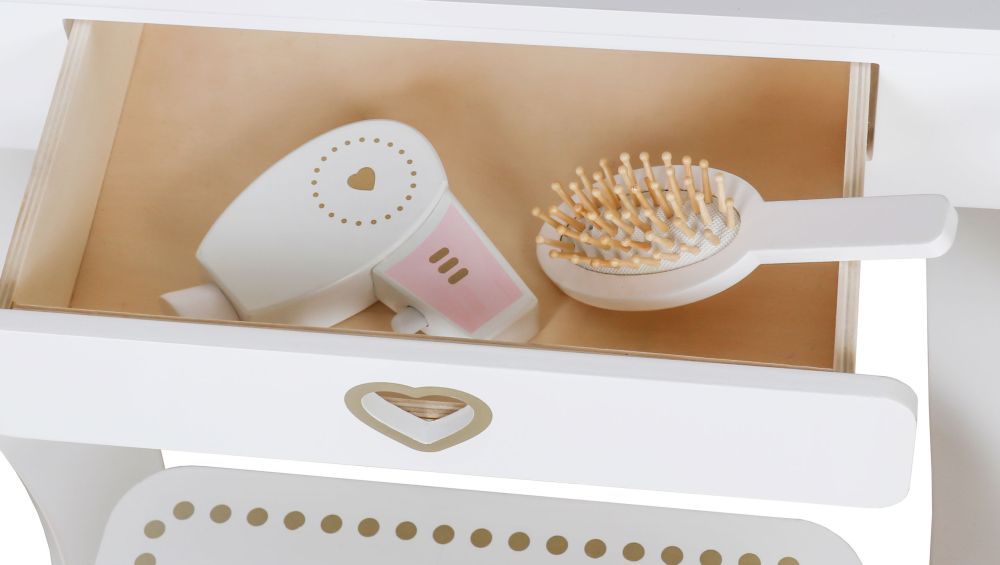 Veľký drevený detský toaletný stolík so zrkadlom pre dievčatá ECOTOYS – Obrázok 5