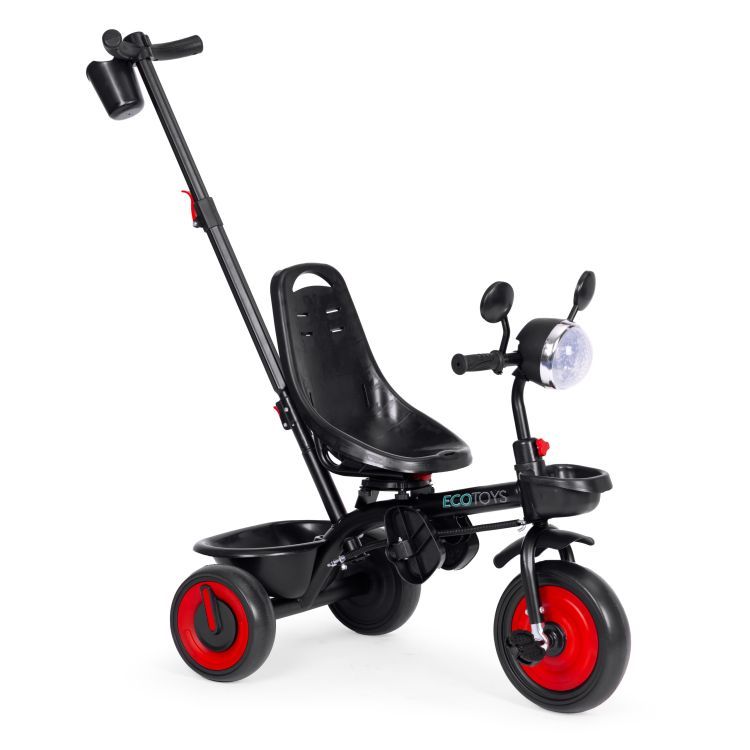 Detská trojkolka, kočík, 3 v 1, otočné sedadlo, červená strieška, ECOTOYS – Obrázok 9